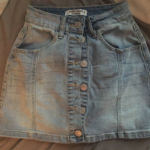 light wash jean skirt